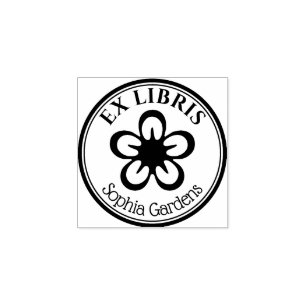 Carimbo De Borracha Ex Libris Redondo - Motivo de Flor