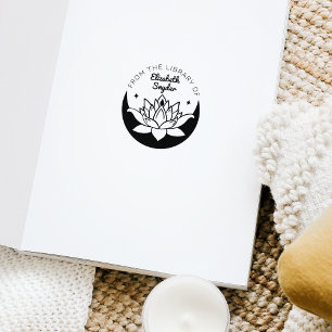 Carimbo De Borracha Ex-Libris Zen Lotus Moon Book