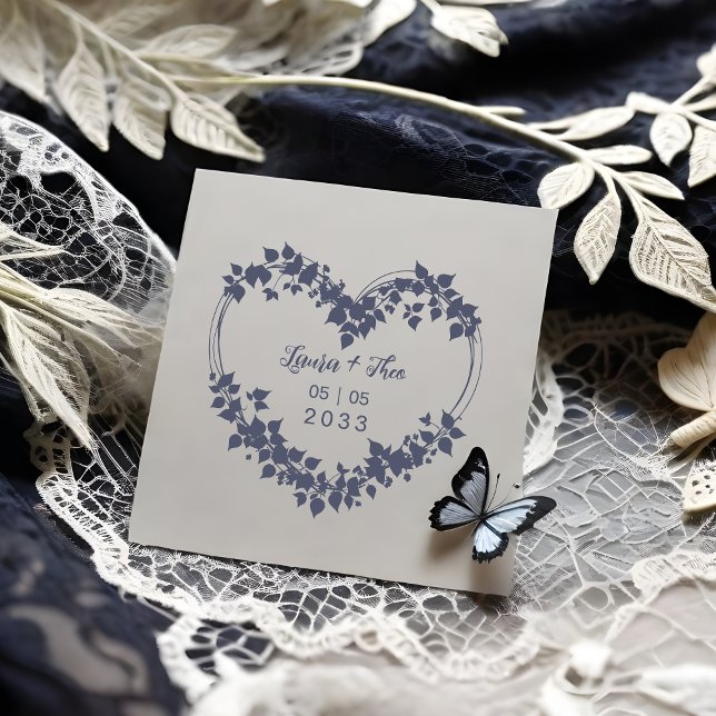 Carimbo De Borracha Exquisite Heart of Leaves & Wild Branches Wedding (Exquisite Heart of Leaves and Wild Branches for Wedding Rubber Stamp.)