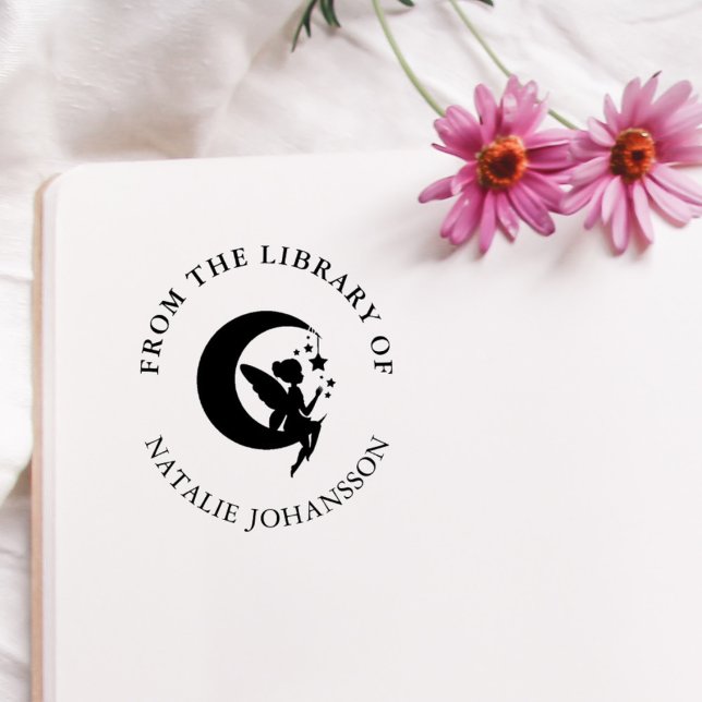 Carimbo De Borracha Fada da Lua Da Biblioteca De Livro Personalizado (Criador carregado)