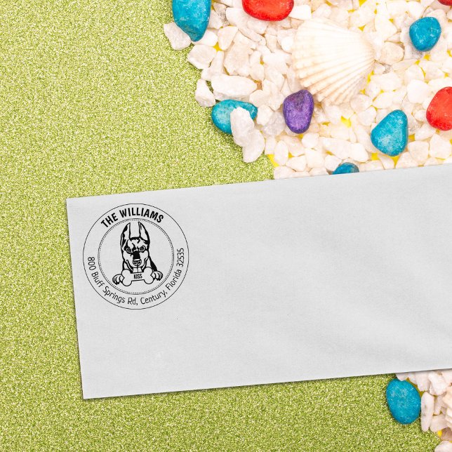 Carimbo De Borracha Família de Endereços de Devolução de Cachorro Dobe (Criador carregado)