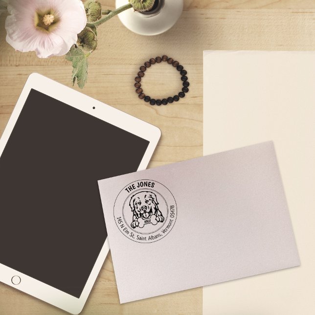 Carimbo De Borracha Família de Endereços de Devolução de Cães Pirenéus (Criador carregado)