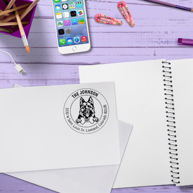 Carimbo De Borracha Família de Endereços de Devolução de Cão german sh (Criador carregado)