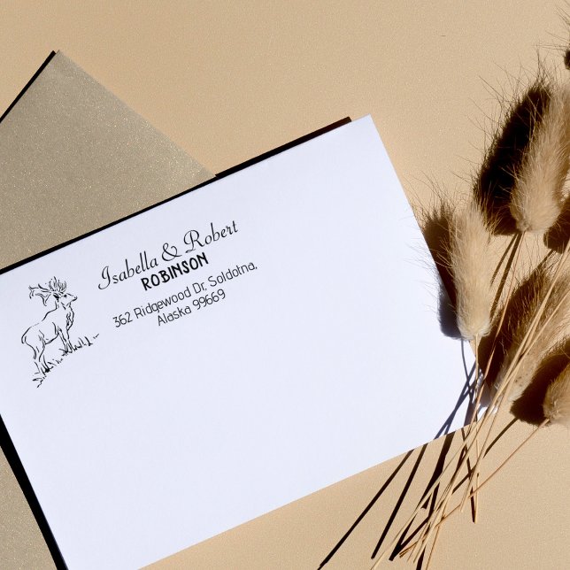 Carimbo De Borracha Família de Endereços de Retorno de Deer (Criador carregado)