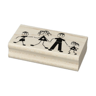 Carimbo De Borracha Família de Figura do Bloco Cortado