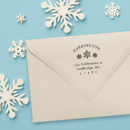 Carimbo De Borracha Família Modern Snowflakes Endereço de retorno de i