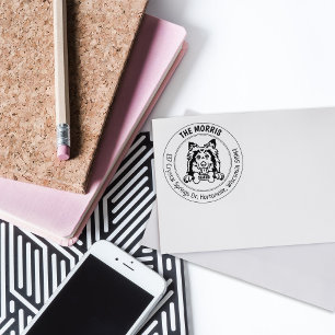 Carimbo De Borracha Família Shetland Sheepdog Return Address