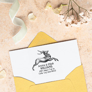 Carimbo De Borracha Família Vintage Deer Return Address