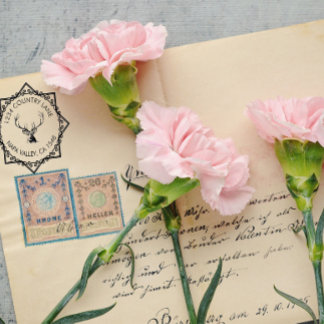 Carimbo De Borracha Family Address Stamp With Deer Logo