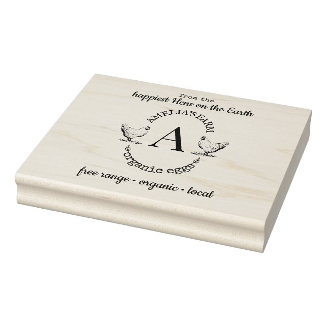 Carimbo De Borracha Farmhouse Chicken Hen Monograma Ovos Cartonagem Pe (Carimbo)