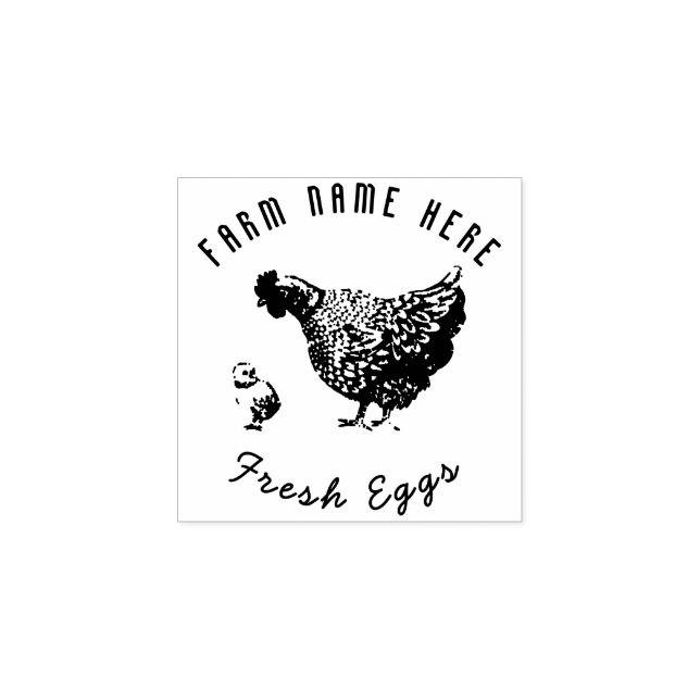 Carimbo De Borracha Farmhouse Hen | Ovos (Impressão)
