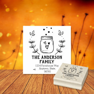 Carimbo De Borracha Farmhouse Mason Jar Return Address