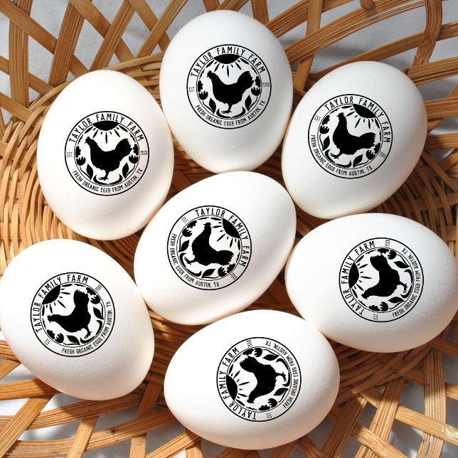 Carimbo De Borracha Farmhouse Ovos Família Fazenda Rústica Galinha Red (Criador carregado)