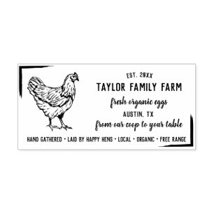 Carimbo De Borracha Fazenda Da Família De Ovos Orgânicos Vintage Galin