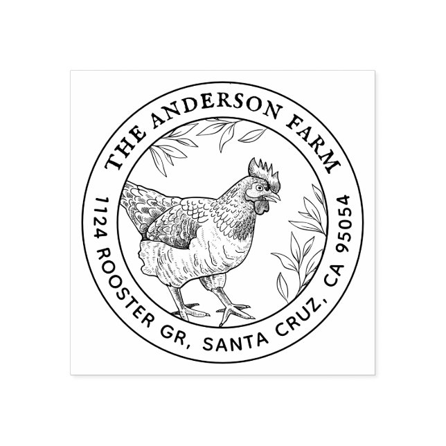 Carimbo De Borracha Fazenda De Galinha Retirada À Mão Da Rússia | Ovos (Impressão)