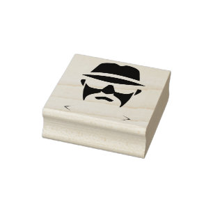 Carimbo De Borracha Fedora Minimalista Preto e Branco: Linhas de intri