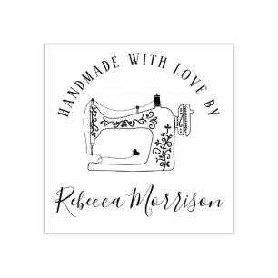 Carimbo De Borracha Feita À Mão Com Amor Máquinas De Costura E Nome