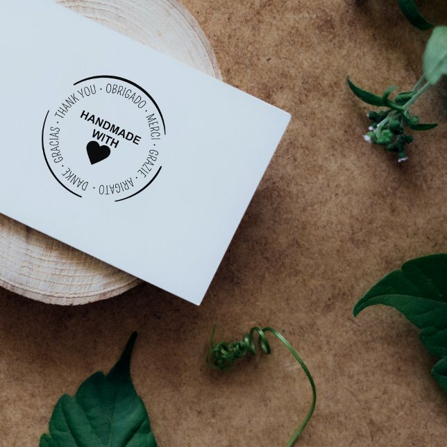 Carimbo De Borracha Feita à mão com amor Obrigado multilíngue (Criador carregado)