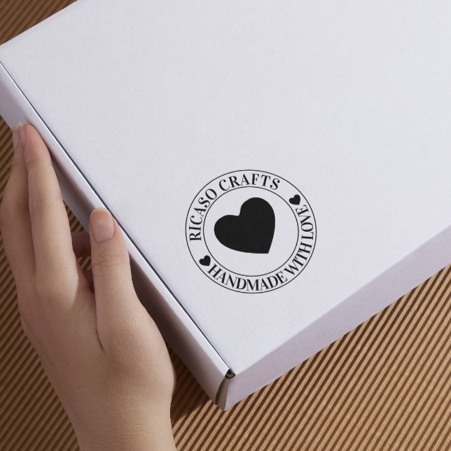 Carimbo De Borracha Feita à mão com amor personalizado (Handmade with love personalized rubber stamp from Ricaso. Add your own business name. Craft business)