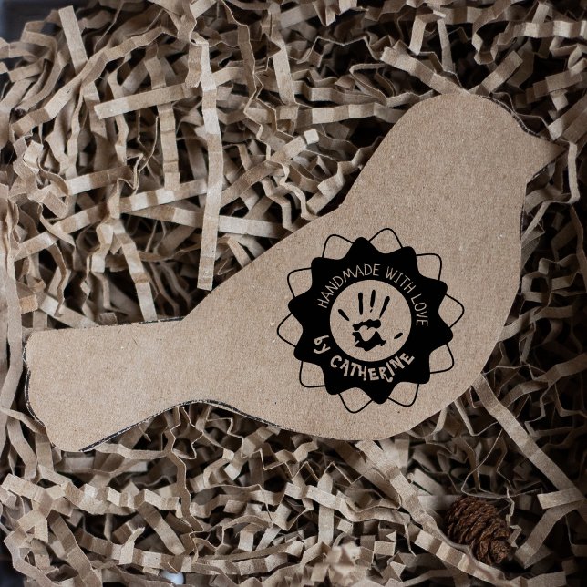 Carimbo De Borracha Feita à mão com amor por (nome personalizado) (Criador carregado)