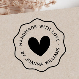 Carimbo De Borracha Feita à mão com amor por nome personalizado borda 