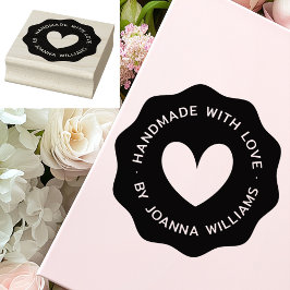 Carimbo De Borracha Feita à mão com amor por uma fronteira ondulada de