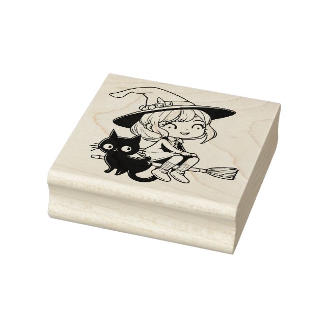 Carimbo De Borracha Feiticeira e Gato Negro (Carimbo)