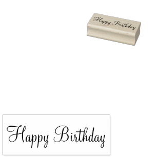 Carimbo De Borracha Feliz Aniversário - Modelo de Script Cursivo