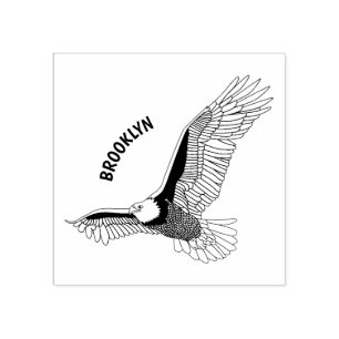 Carimbo De Borracha Feliz desenho animado de águia-calva voadora