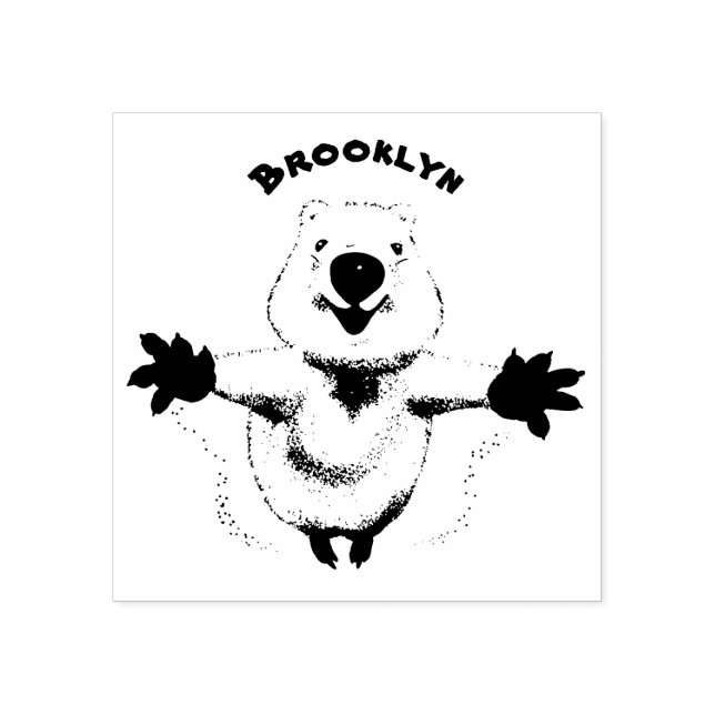 Carimbo De Borracha Feliz design de desenho de quokka (Impressão)