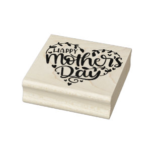 Carimbo De Borracha Feliz Dia de as mães Heart