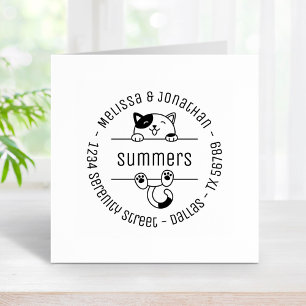 Carimbo De Borracha Feliz Família de Casais Calico Cat Endereço 2