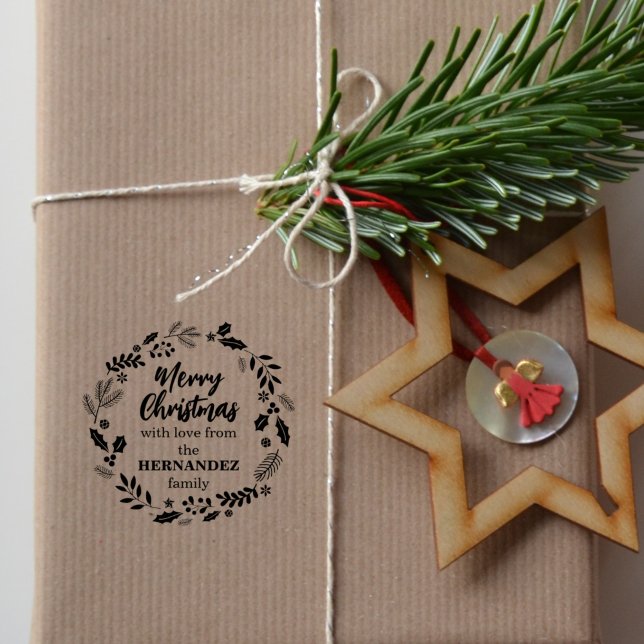 Carimbo De Borracha Feliz Natal com amor da família (personalizada) (Criador carregado)