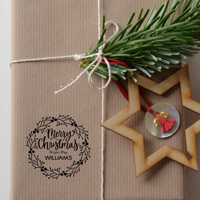 Carimbo De Borracha Feliz Natal da família (personalizada), (Criador carregado)