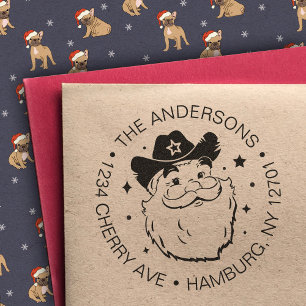 Carimbo De Borracha Feliz Natal do Cowboy Papai Noel do Texas