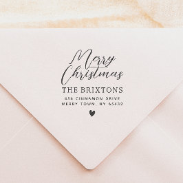 Carimbo De Borracha Feliz Natal e Coração Corajosa Endereço de Retorno