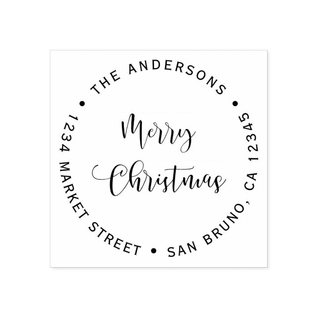 Carimbo De Borracha Feliz Natal e Nome da Família Endereço de Devoluçã (Impressão)