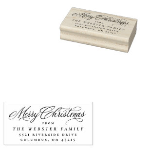 Carimbo De Borracha Feliz Natal, elegante endereço de volta
