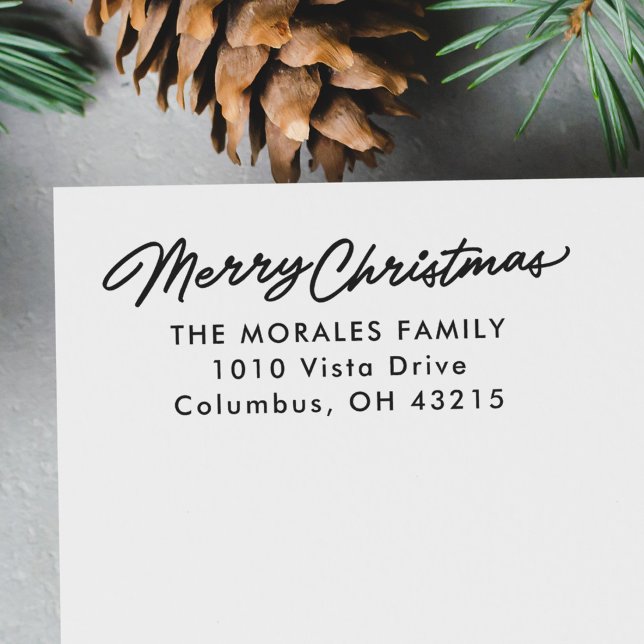 Carimbo De Borracha Feliz Natal - Endereço de regresso simples (Criador carregado)