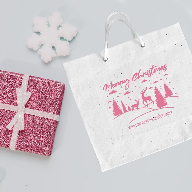 Carimbo De Borracha Feliz Natal Forest Deer e Árvores (Criador carregado)