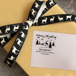 Carimbo De Borracha Feliz Natal Forest Deer e Árvores