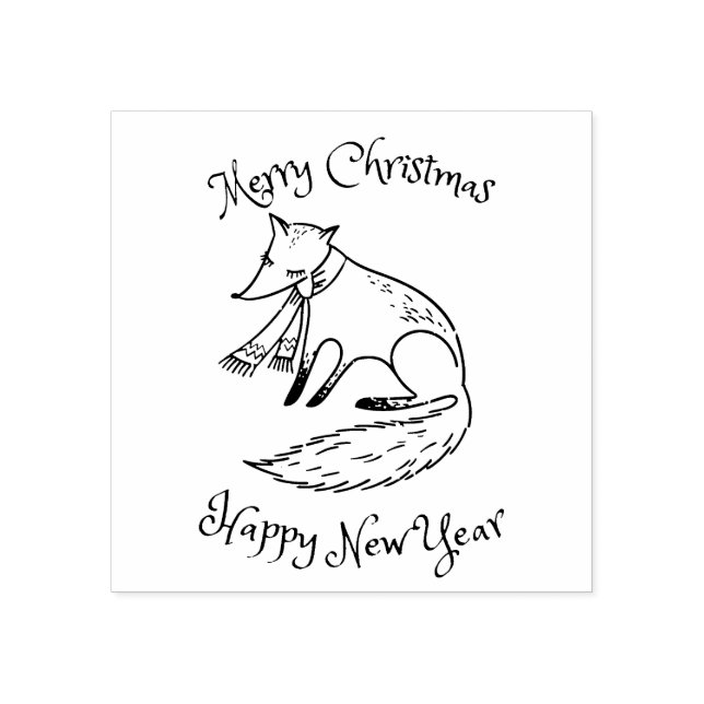 Carimbo De Borracha Feliz Natal Fox Cozy (Impressão)