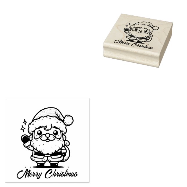 Carimbo De Borracha Feliz Natal Papai Noel (Carimbado)