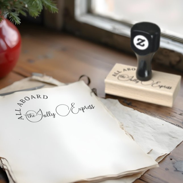 Carimbo De Borracha Feliz Natal para o Polo Norte, Expresso Jolly (Fun Christmas North Pole Jolly Express Rubber Stamp)