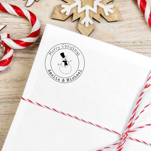 Carimbo De Borracha Feliz Natal Personalizado Snowman (Criador carregado)