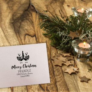 Carimbo De Borracha Feliz Natal Unicórn, Endereço Familiar