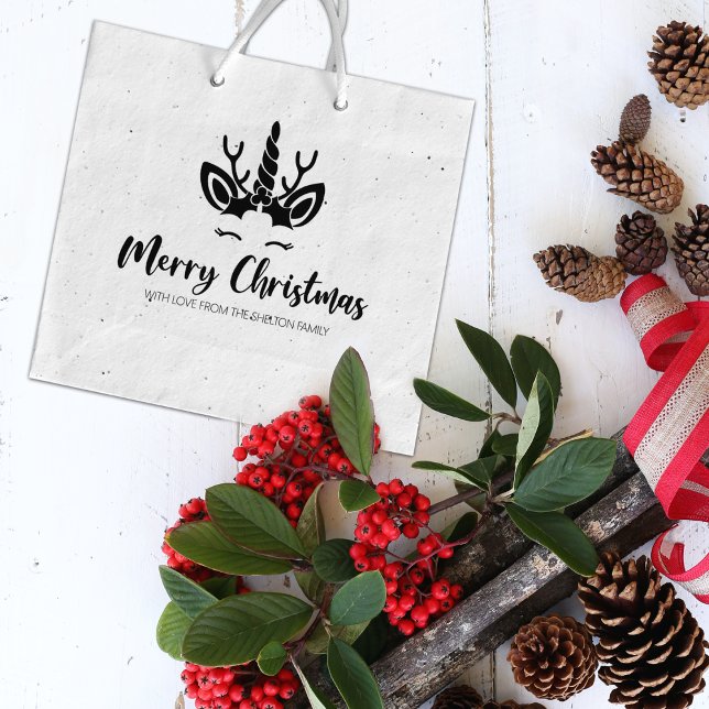 Carimbo De Borracha Feliz Natal Unicórnio, Família Grande (Criador carregado)