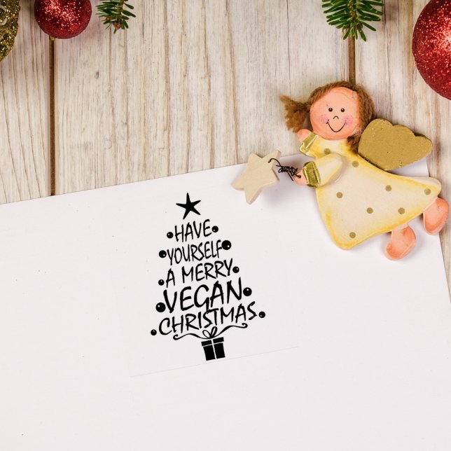 Carimbo De Borracha Feliz Natal Vegano (Criador carregado)