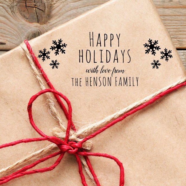 Carimbo De Borracha Felizes Feriados, Script Snowflakes, Natal (Criador carregado)