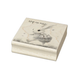 Carimbo De Borracha Felz pascoa, coelho da Páscoa andando com ovos